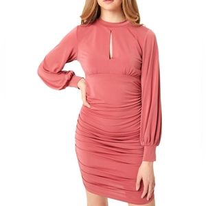 NWT Love Tree Pink Ruched Mini Dress Size Large